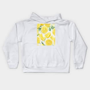 Yellow Watercolor Lemon Slices Kids Hoodie